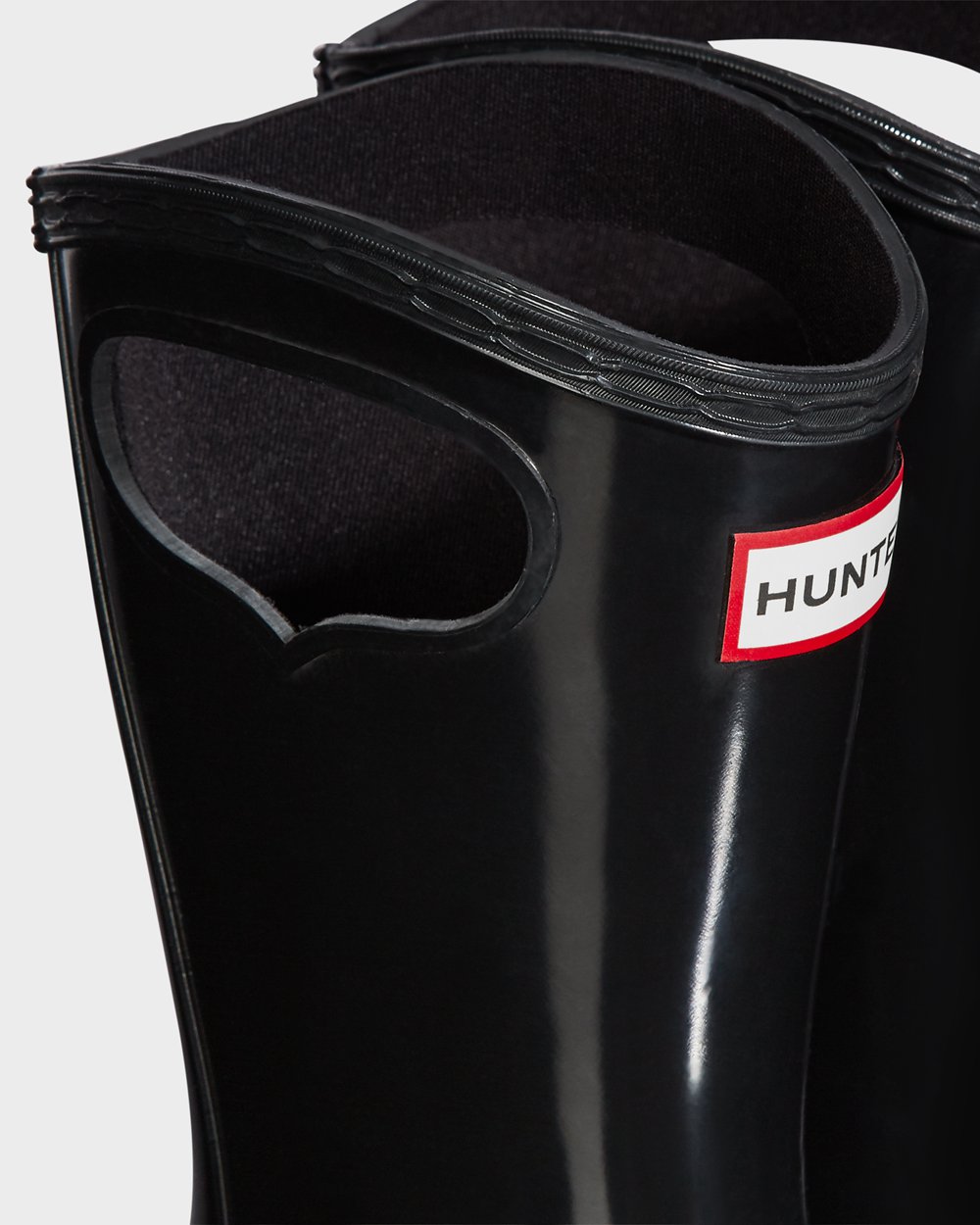 Kids Hunter Rain Boots Black - Original Big Grab Handle Gloss - 5930471-KU